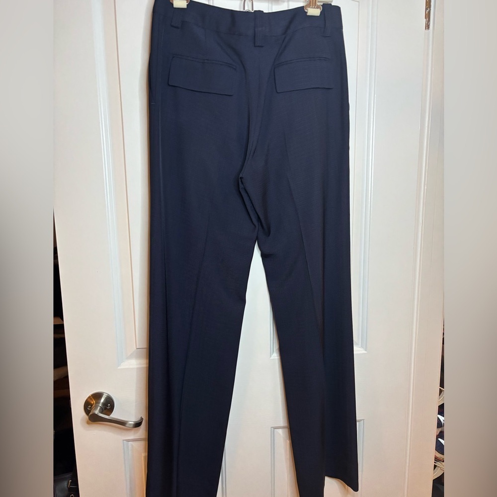 EUC Victoria Beckham Navy Women's Trousers textured viscose size 6 - Picture 7 of 11